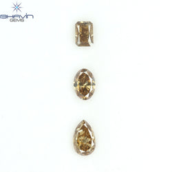 1.56 CT/3 Pcs Natural Mix Diamond Brown Color Clarity SI (7.17 MM)