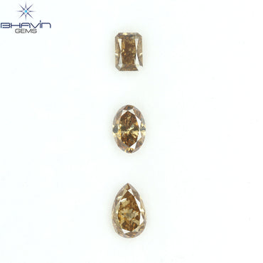 1.56 CT/3 Pcs Natural Mix Diamond Brown Color Clarity SI (7.17 MM)