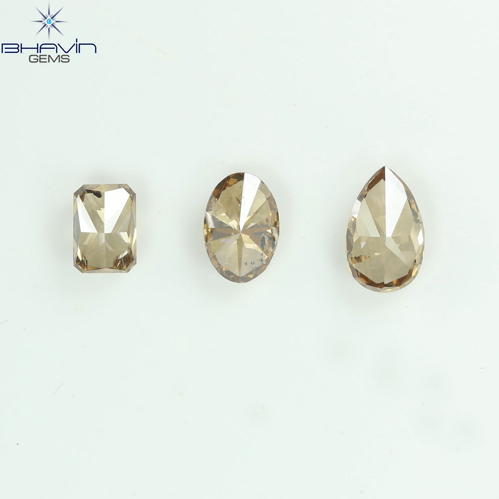 1.56 CT/3 Pcs Natural Mix Diamond Brown Color Clarity SI (7.17 MM)