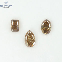 1.56 CT/3 Pcs Natural Mix Diamond Brown Color Clarity SI (7.17 MM)