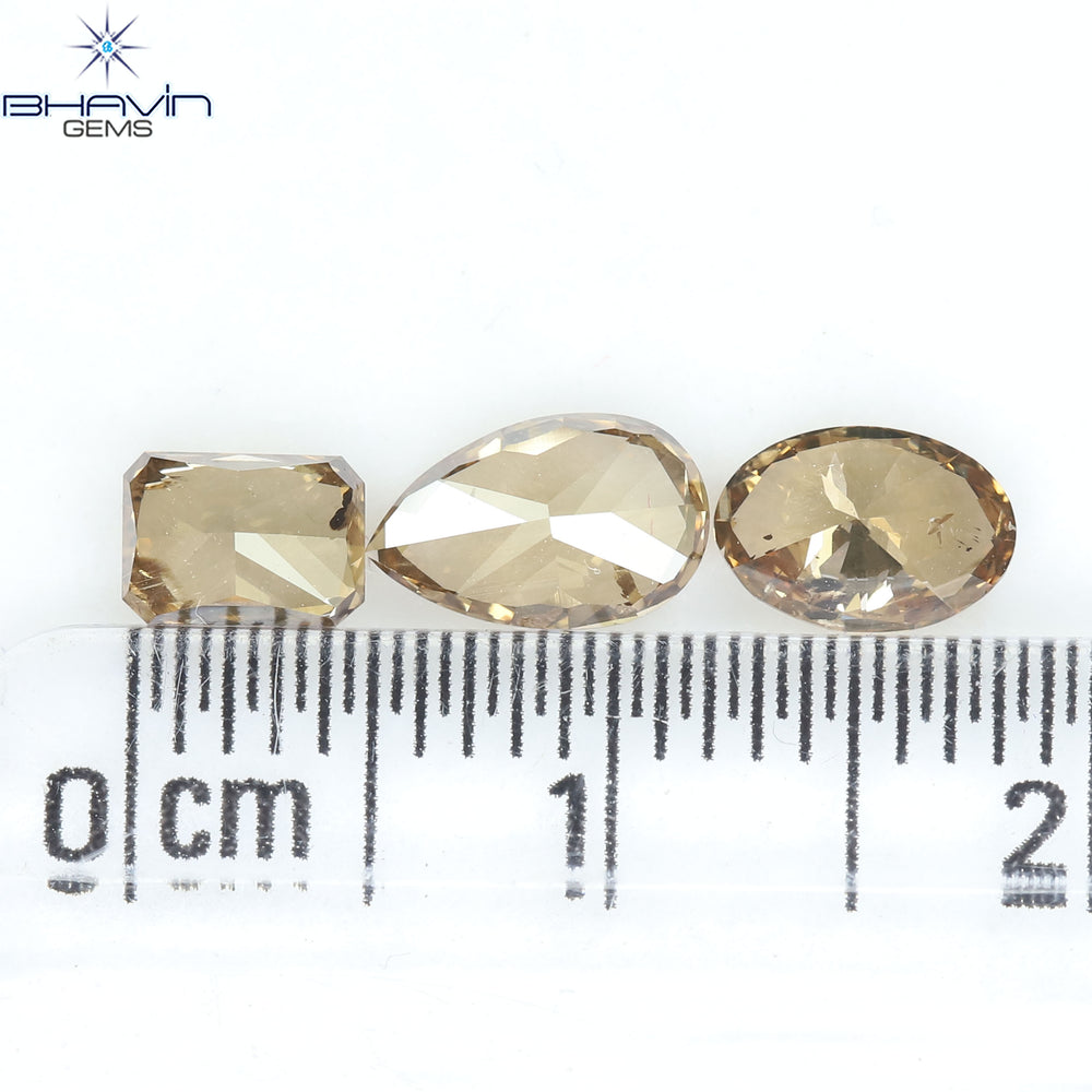 1.56 CT/3 Pcs Natural Mix Diamond Brown Color Clarity SI (7.17 MM)