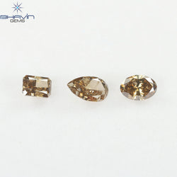 1.56 CT/3 Pcs Natural Mix Diamond Brown Color Clarity SI (7.17 MM)