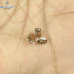 1.56 CT/3 Pcs Natural Mix Diamond Brown Color Clarity SI (7.17 MM)
