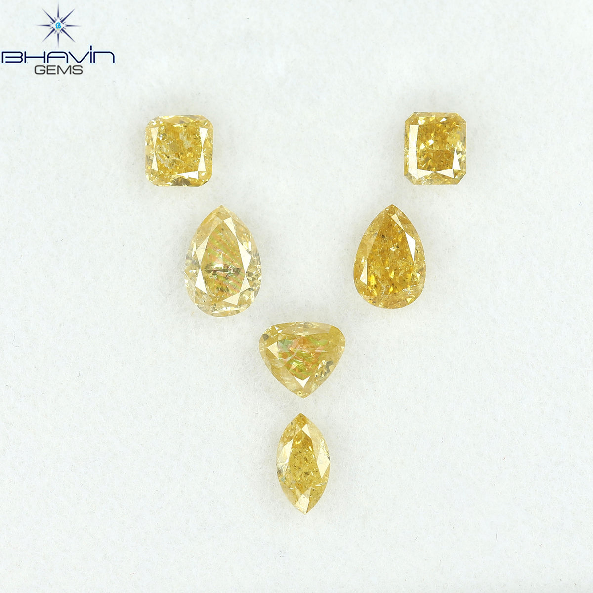 1.78 CT/6 Pcs Natural Mix Diamond Orange Color Clarity I1 (5.70 MM)