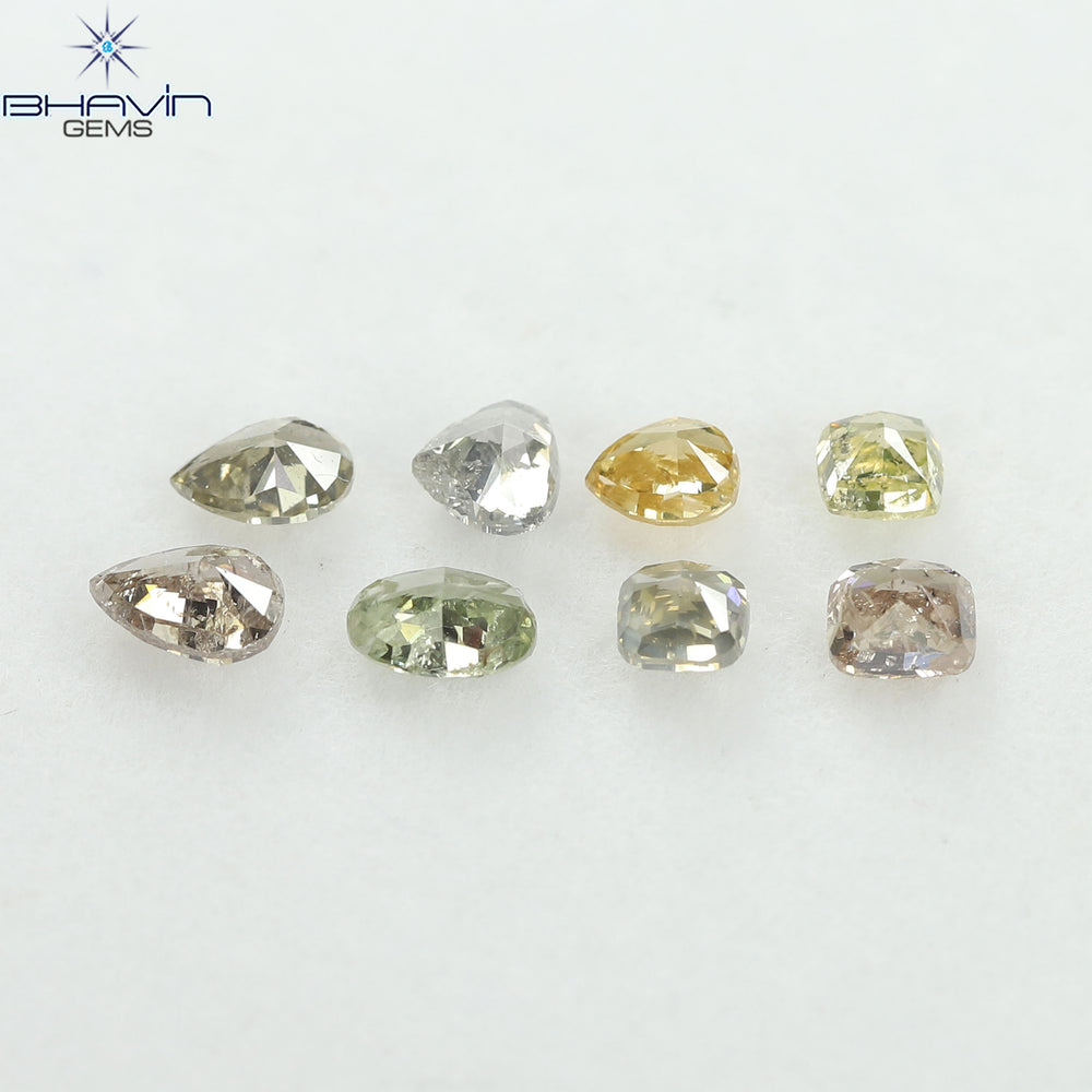 2.08 CT/8 Pcs Natural Mix Diamond Mix Fancy Color Clarity I1 (5.03 MM)