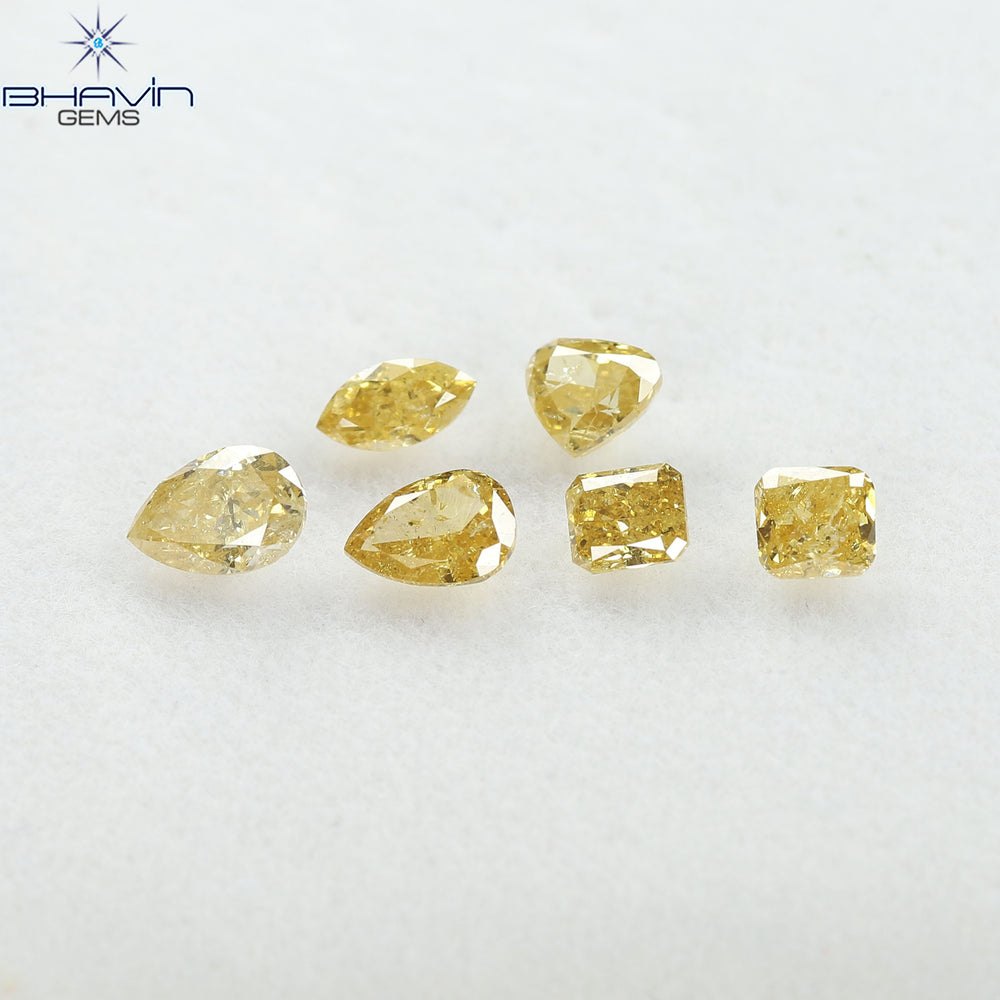 1.78 CT/6 Pcs Natural Mix Diamond Orange Color Clarity I1 (5.70 MM)