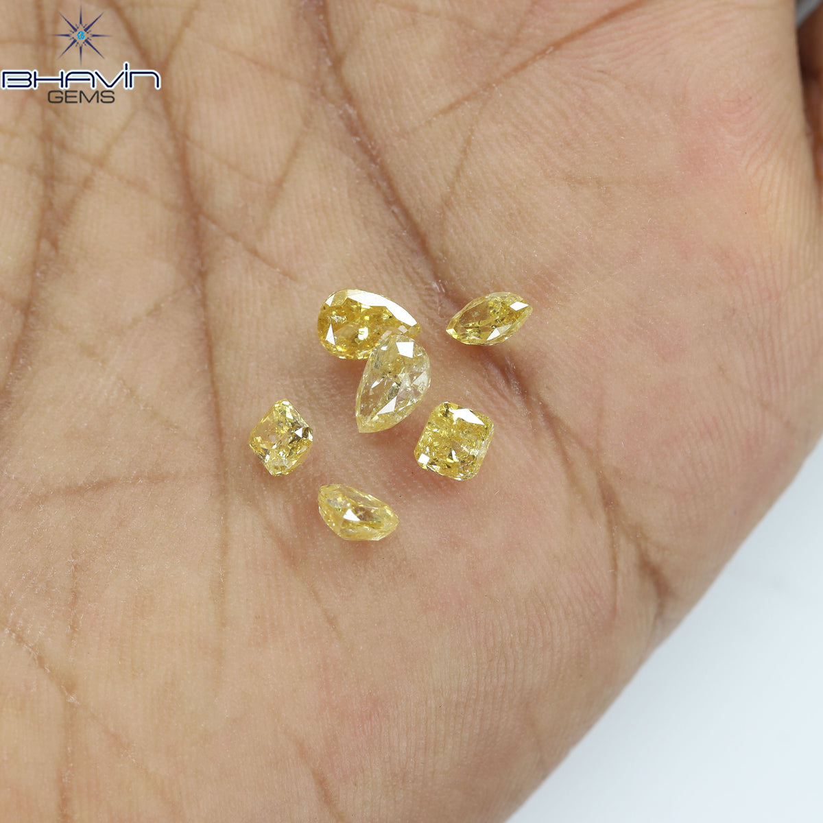 1.78 CT/6 Pcs Natural Mix Diamond Orange Color Clarity I1 (5.70 MM)