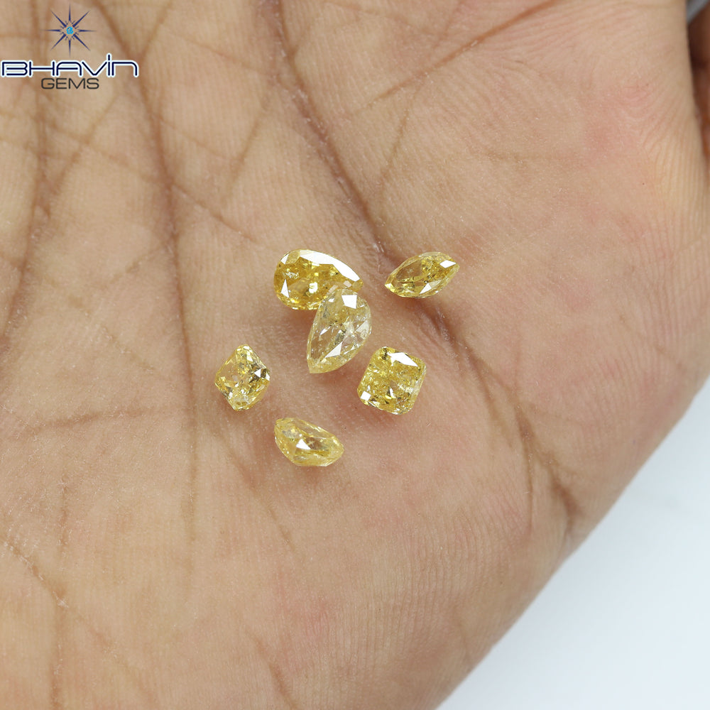 1.78 CT/6 Pcs Natural Mix Diamond Orange Color Clarity I1 (5.70 MM)