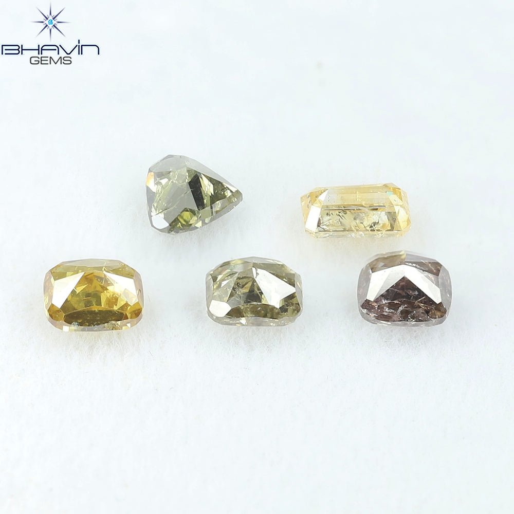 2.17 CT/5 Pcs Natural Mix Diamond Mix Fancy Color Clarity I1 (5.14 MM)