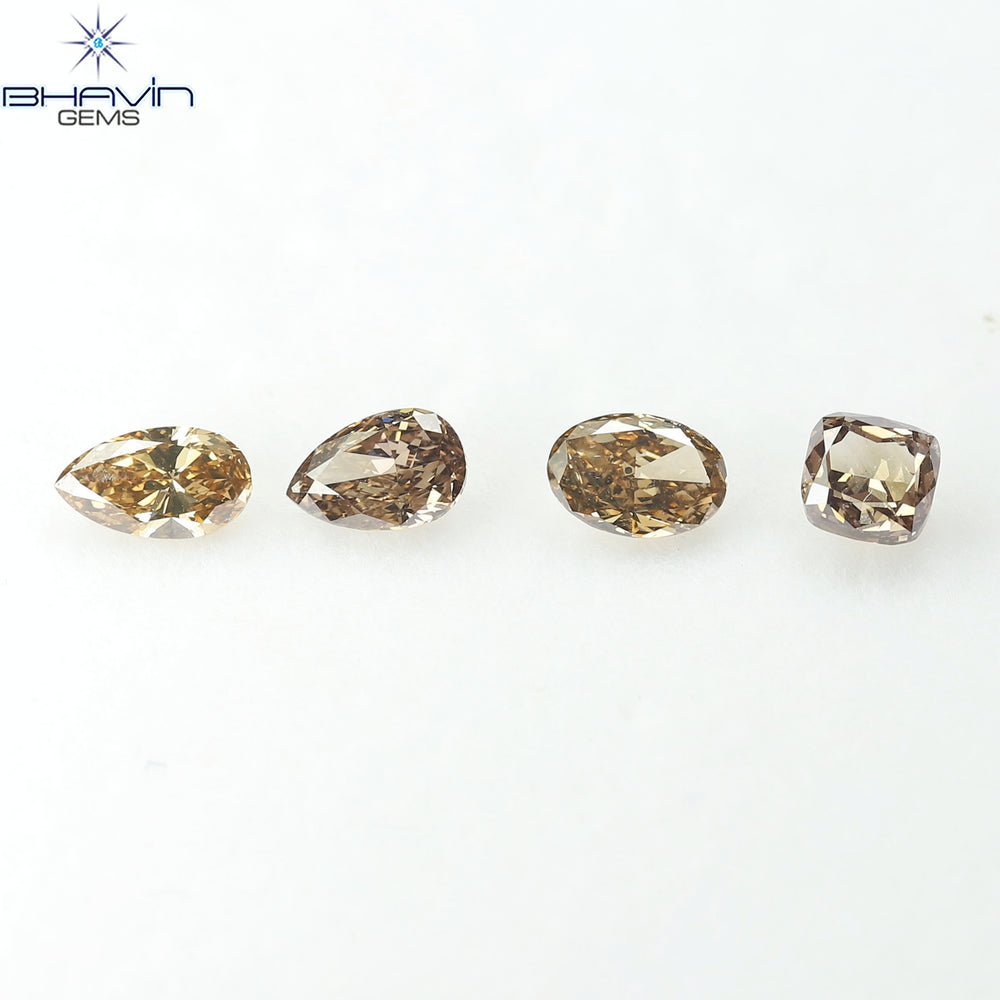 1.61 CT/4 Pcs Natural Mix Diamond Brown Color Clarity VS (6.12 MM)