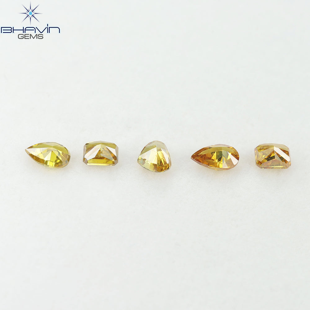 1.21 CT/5 Pcs Natural Mix Diamond Yellow-Orange Color Clarity I1 (5.20 MM)