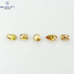 1.21 CT/5 Pcs Natural Mix Diamond Yellow-Orange Color Clarity I1 (5.20 MM)