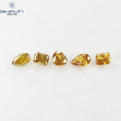 1.21 CT/5 Pcs Natural Mix Diamond Yellow-Orange Color Clarity I1 (5.20 MM)