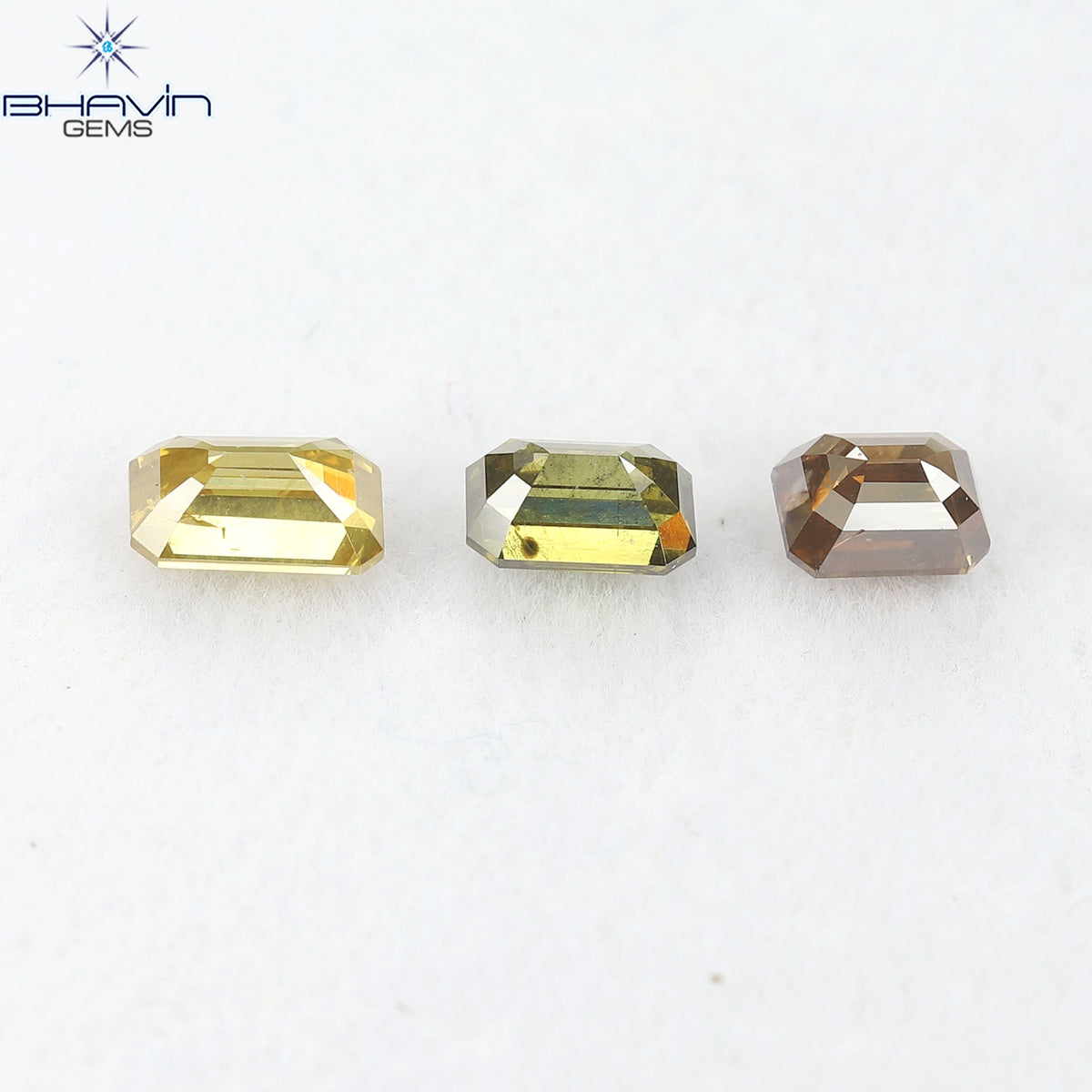 1.46 CT/3 Pcs Natural Emerald Diamond Mix Fancy Color Clarity SI (5.67 MM)