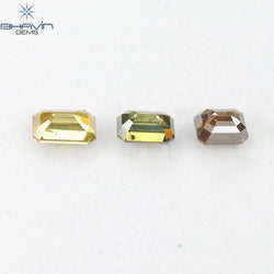 1.46 CT/3 Pcs Natural Emerald Diamond Mix Fancy Color Clarity SI (5.67 MM)