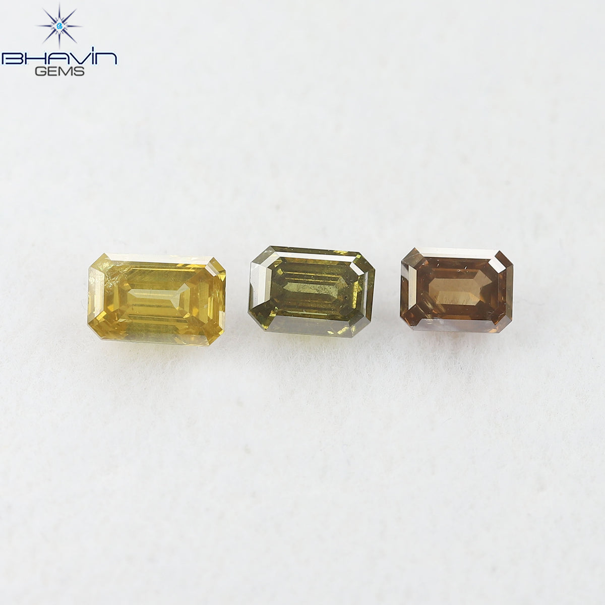1.46 CT/3 Pcs Natural Emerald Diamond Mix Fancy Color Clarity SI (5.67 MM)