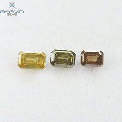 1.46 CT/3 Pcs Natural Emerald Diamond Mix Fancy Color Clarity SI (5.67 MM)