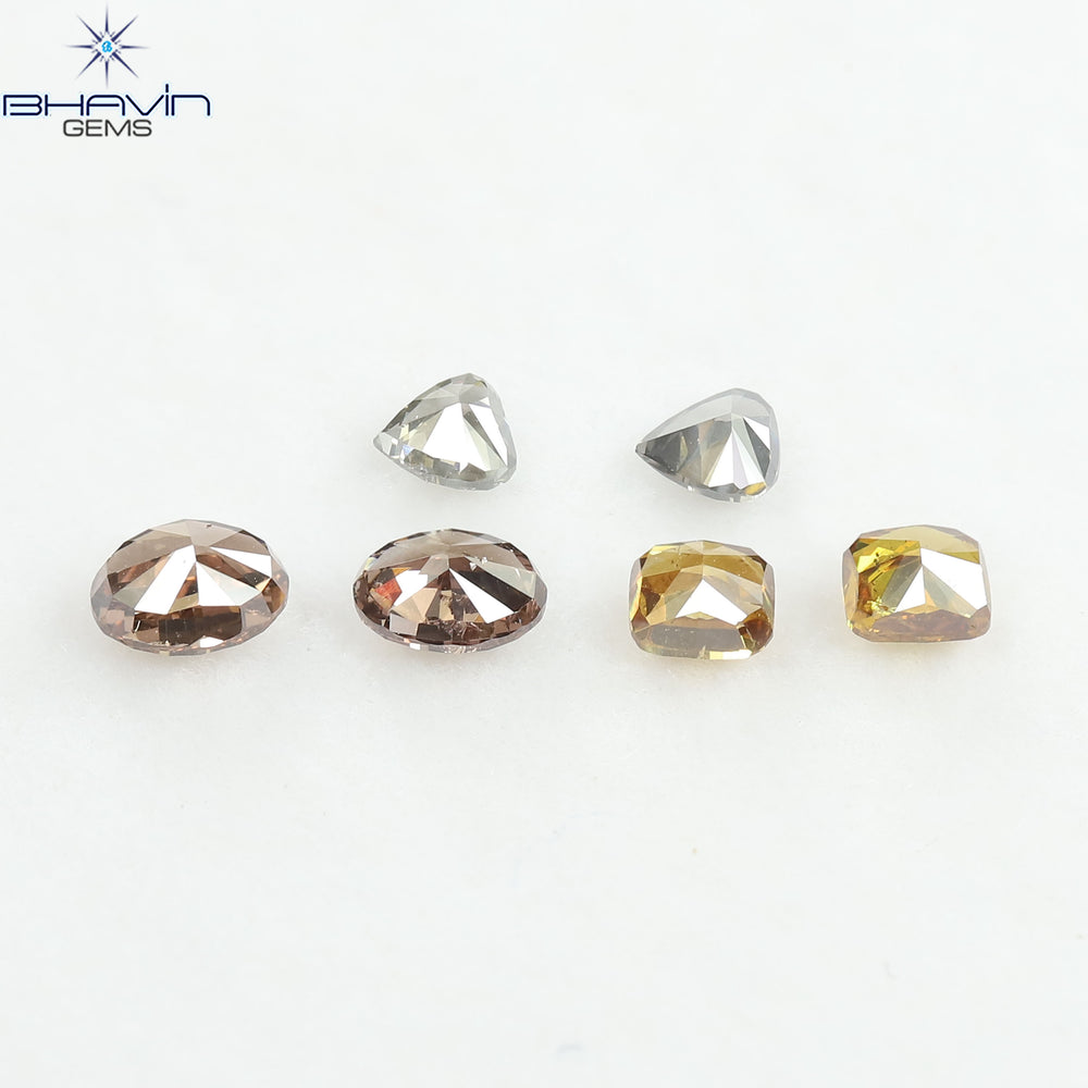 1.41 CT/6 Pcs Natural Mix Diamond Mix Fancy Color Clarity SI (4.73 MM)