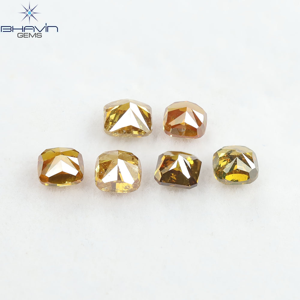 2.06 CT/6 Pcs Natural Mix Diamond Orange Color Clarity SI (4.15 MM)