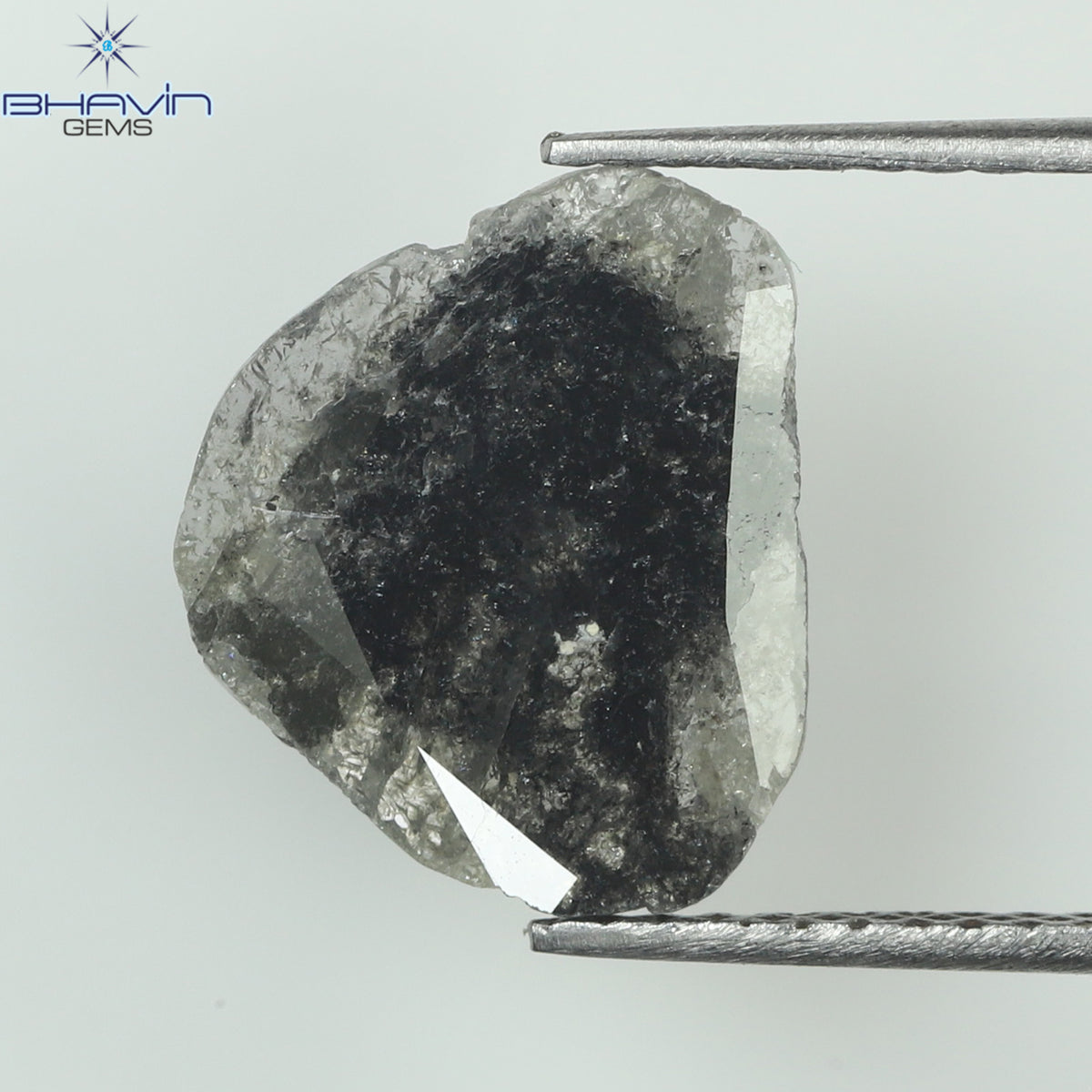 1.39 CT スライス シェイプ ナチュラル ダイヤモンド ソルト アンド ペッパー カラー I3 クラリティ (10.77 MM)