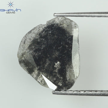 1.39 CT スライス シェイプ ナチュラル ダイヤモンド ソルト アンド ペッパー カラー I3 クラリティ (10.77 MM)
