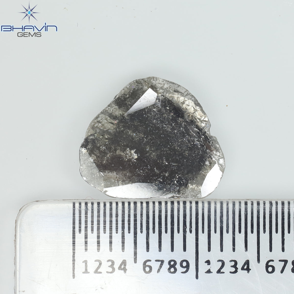 1.39 CT スライス シェイプ ナチュラル ダイヤモンド ソルト アンド ペッパー カラー I3 クラリティ (10.77 MM)