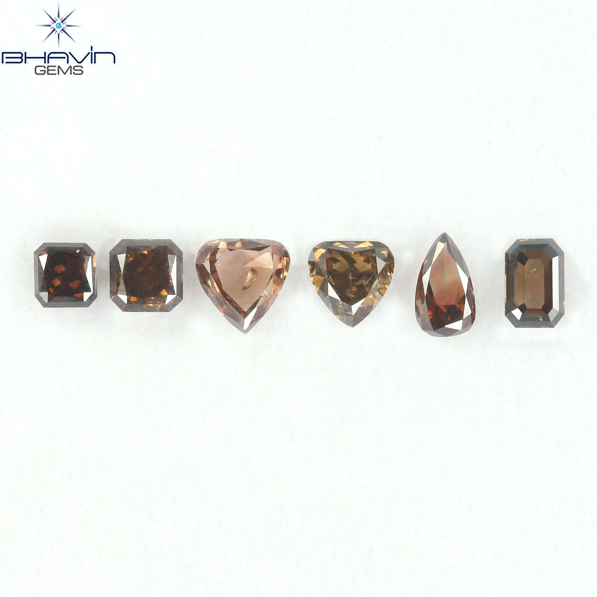 1.49 CT/6 Pcs Natural Mix Diamond Dark Brown Color Clarity SI (5.08 MM)