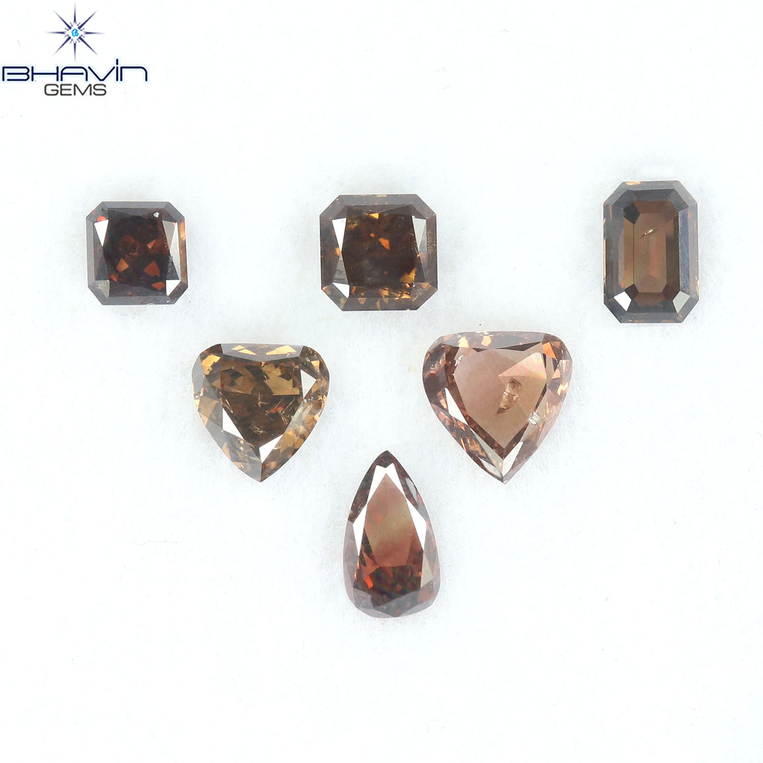 1.49 CT/6 Pcs Natural Mix Diamond Dark Brown Color Clarity SI (5.08 MM)