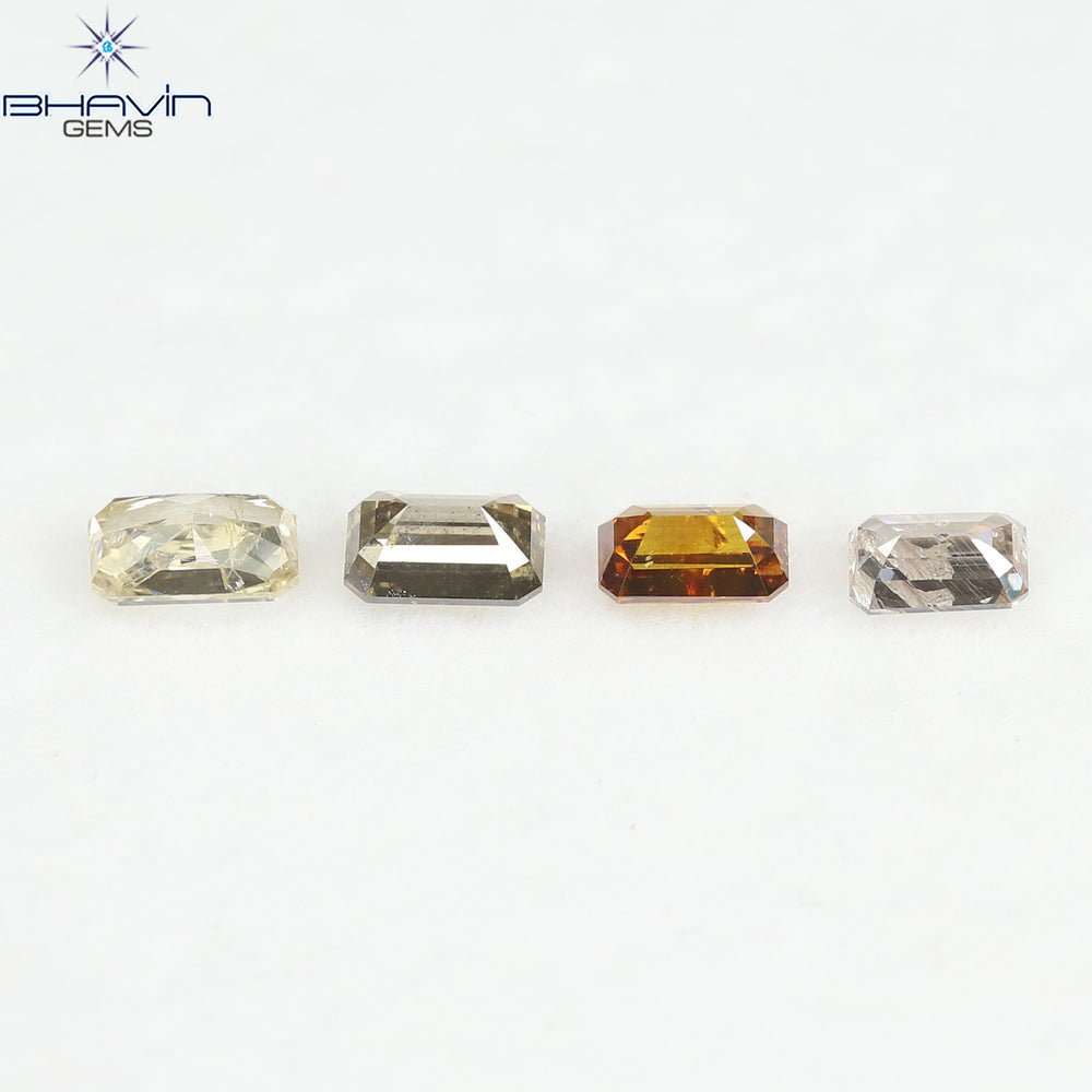 1.21 CT/4 Pcs Natural Emerald Diamond Mix Fancy Color Clarity I1 (5.05 MM)