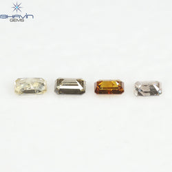 1.21 CT/4 Pcs Natural Emerald Diamond Mix Fancy Color Clarity I1 (5.05 MM)