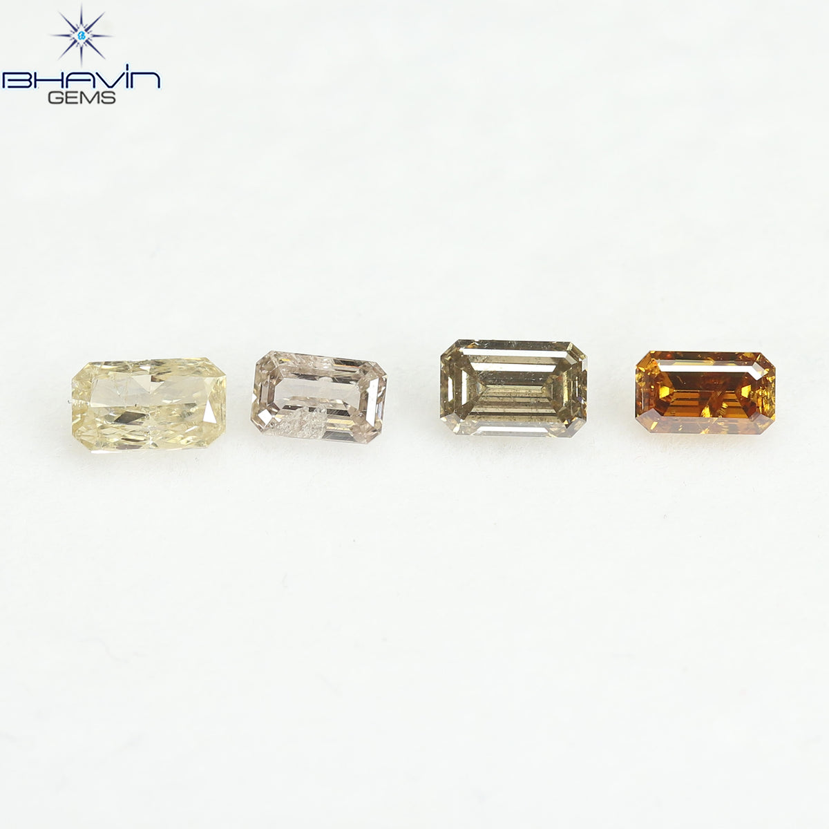 1.21 CT/4 Pcs Natural Emerald Diamond Mix Fancy Color Clarity I1 (5.05 MM)