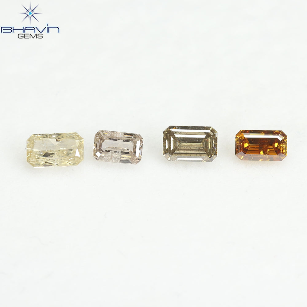 1.21 CT/4 Pcs Natural Emerald Diamond Mix Fancy Color Clarity I1 (5.05 MM)