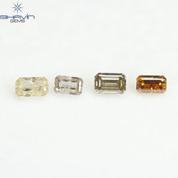1.21 CT/4 Pcs Natural Emerald Diamond Mix Fancy Color Clarity I1 (5.05 MM)