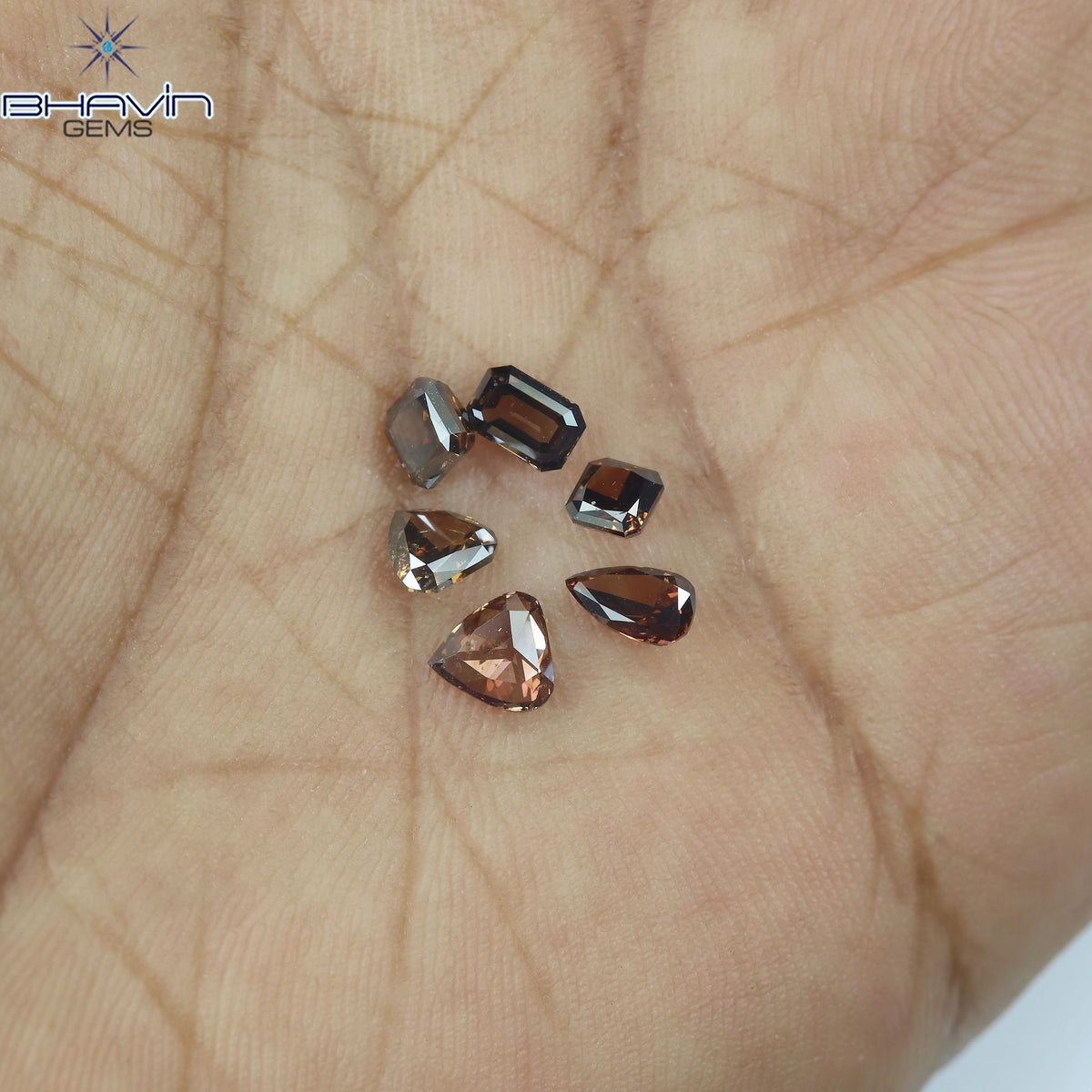 1.49 CT/6 Pcs Natural Mix Diamond Dark Brown Color Clarity SI (5.08 MM)