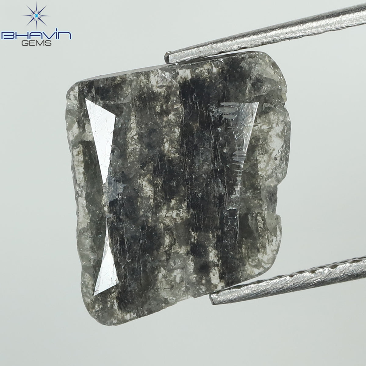 1.36 CT Natural Uncut Slice Diamond Salt and Pepper Color Clarity I3 (10.22 MM)