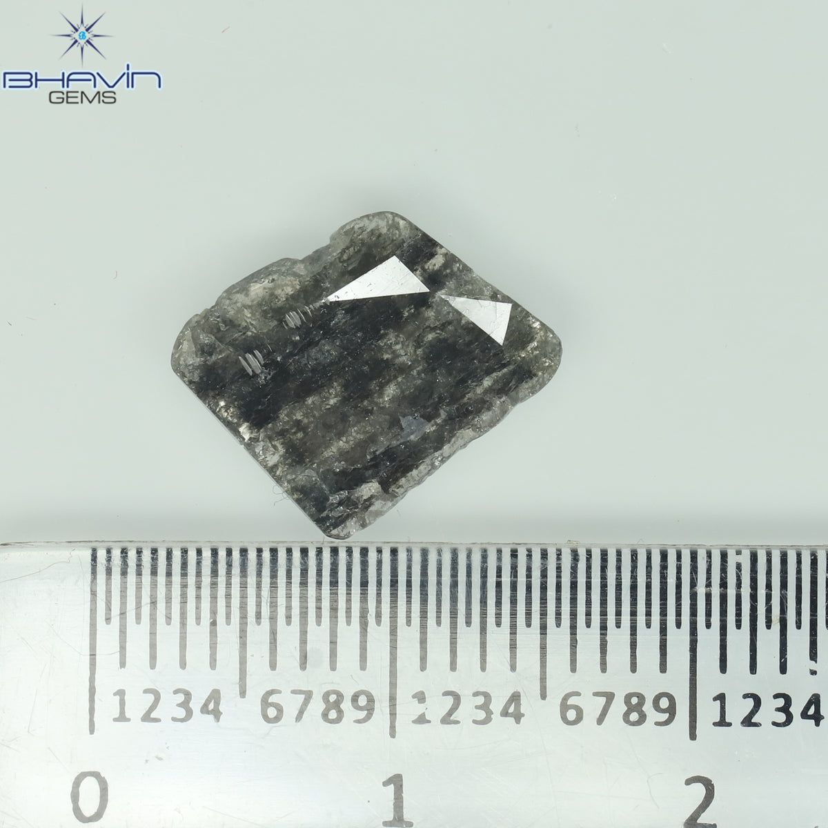 1.36 CT Natural Uncut Slice Diamond Salt and Pepper Color Clarity I3 (10.22 MM)