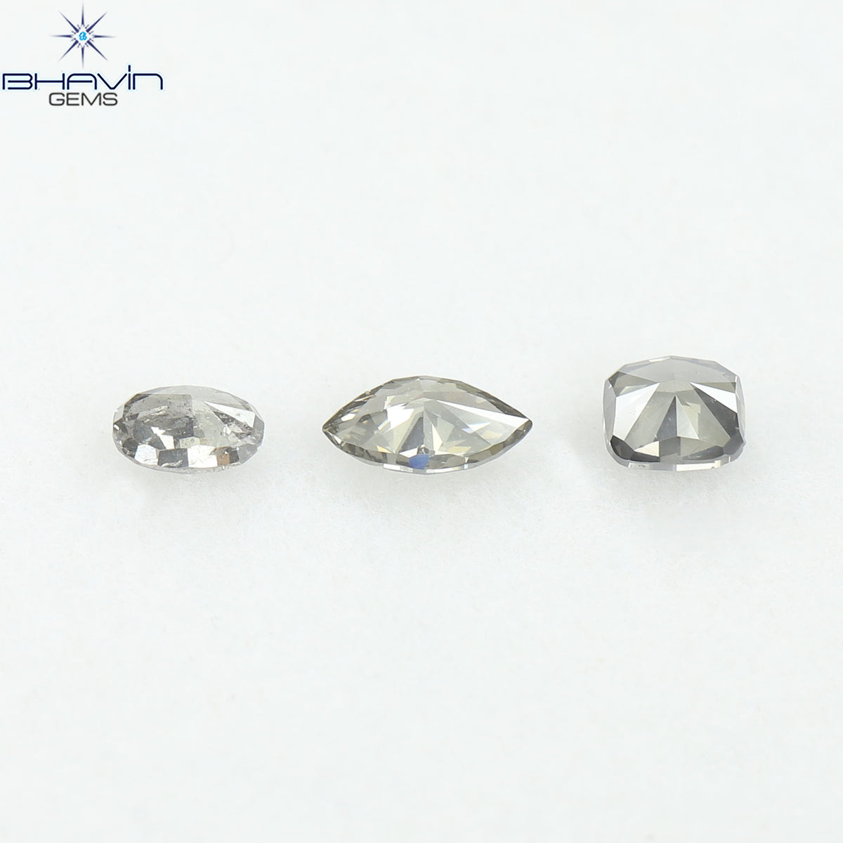 0.70 CT/3 Pcs Natural Mix Diamond Grey Color Clarity SI (5.70 MM)