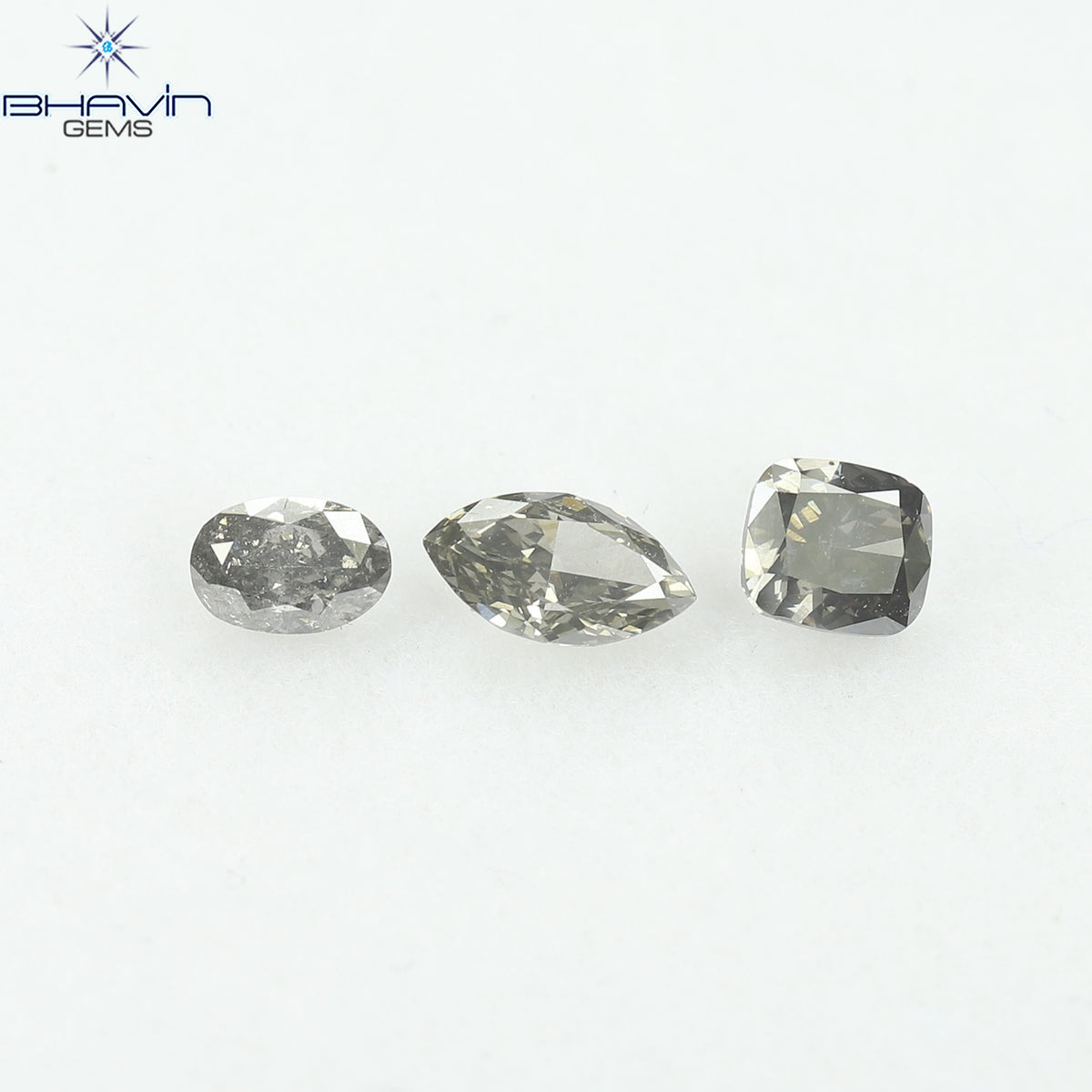 0.70 CT/3 Pcs Natural Mix Diamond Grey Color Clarity SI (5.70 MM)