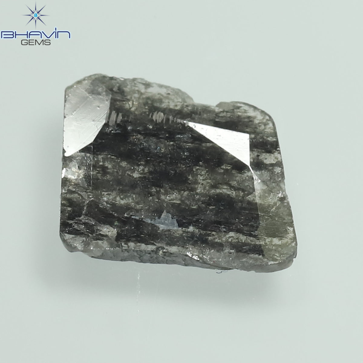 1.36 CT Natural Uncut Slice Diamond Salt and Pepper Color Clarity I3 (10.22 MM)