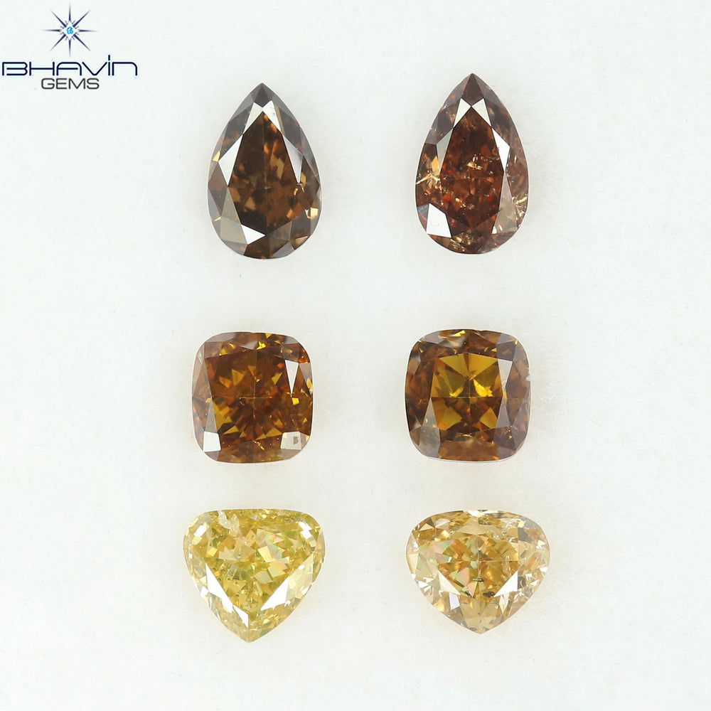 1.47 CT/6 Pcs Natural Mix Diamond Mix Fancy Color Clarity SI (4.91 MM)