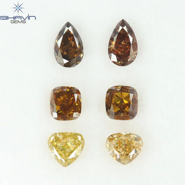 1.47 CT/6 Pcs Natural Mix Diamond Mix Fancy Color Clarity SI (4.91 MM)
