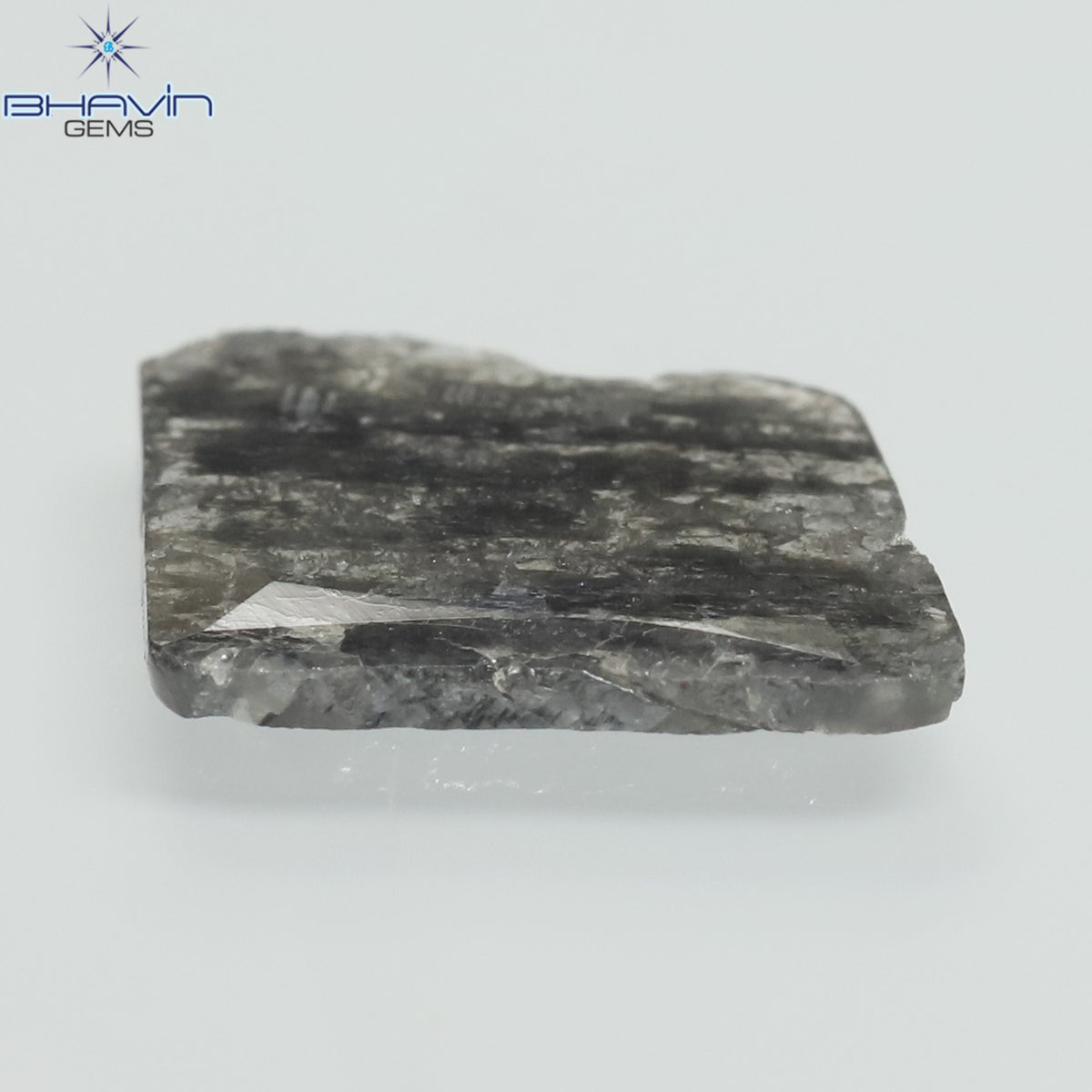 1.36 CT Natural Uncut Slice Diamond Salt and Pepper Color Clarity I3 (10.22 MM)