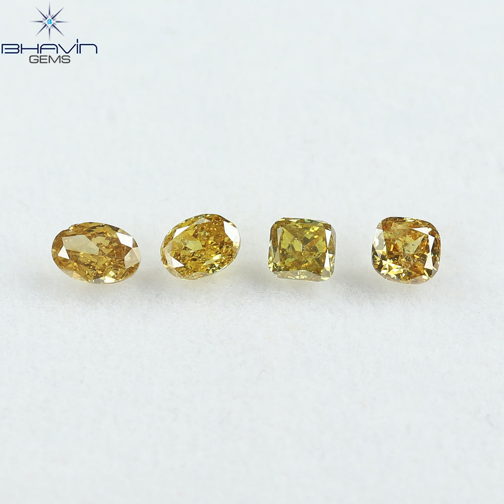 0.92 CT/4 Pcs Natural Mix Diamond Orange Color Clarity I1 (4.56 MM)