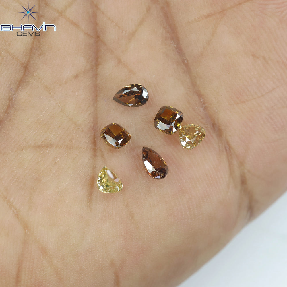 1.47 CT/6 Pcs Natural Mix Diamond Mix Fancy Color Clarity SI (4.91 MM)