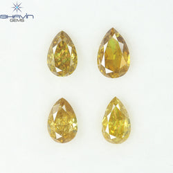 0.99 CT/4 Pcs Natural Pear Diamond Orange Color Clarity SI (5.43 MM)