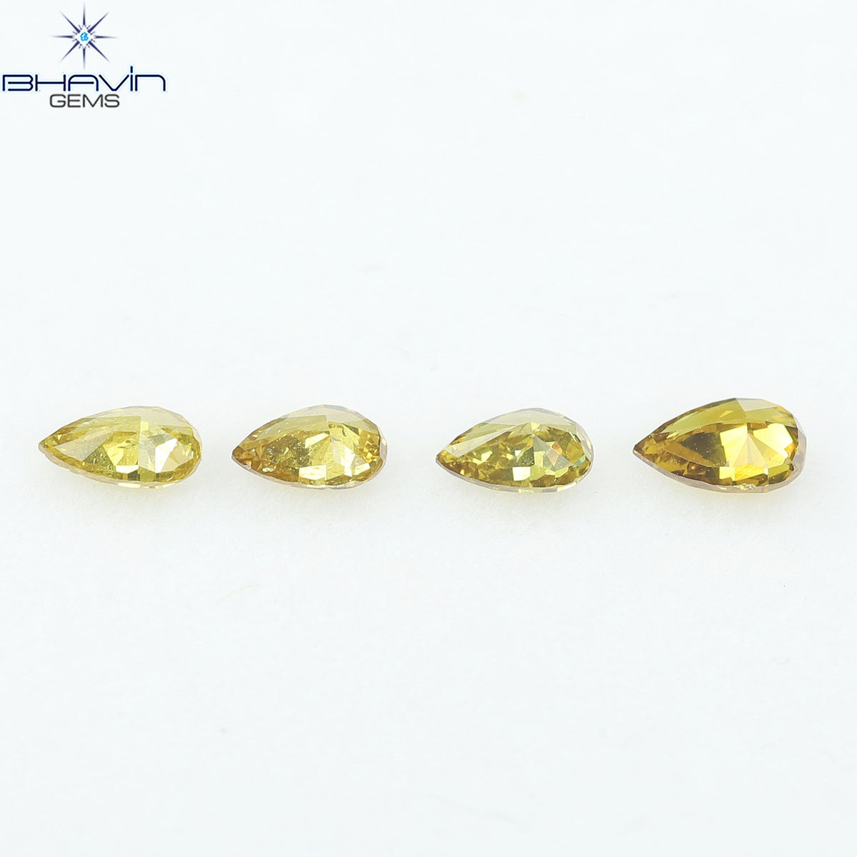 0.99 CT/4 Pcs Natural Pear Diamond Orange Color Clarity SI (5.43 MM)