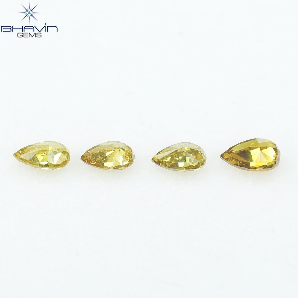 0.99 CT/4 Pcs Natural Pear Diamond Orange Color Clarity SI (5.43 MM)