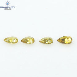 0.99 CT/4 Pcs Natural Pear Diamond Orange Color Clarity SI (5.43 MM)