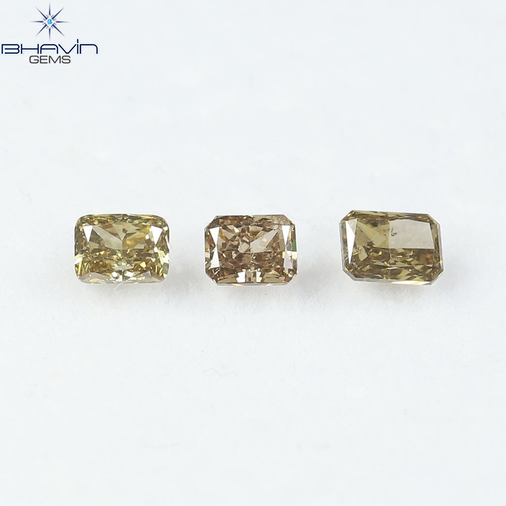0.86 CT/3 Pcs Natural Mix Diamond Brown Color Clarity SI (4.50 MM)