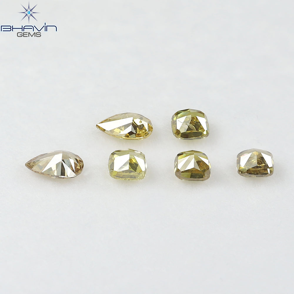 1.25 CT/6 Pcs Natural Mix Diamond Mix Fancy Color Clarity SI (5.00 MM)